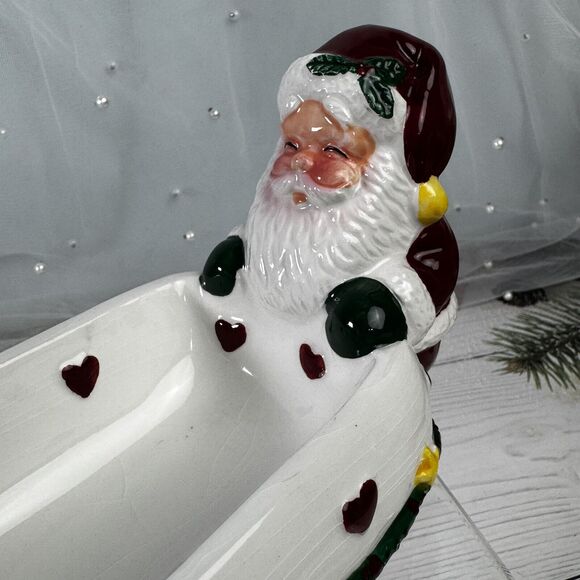 Earthenware Holiday Santa Claus Snowman Christmas Cracker Dish #20639 - Picture 3 of 15